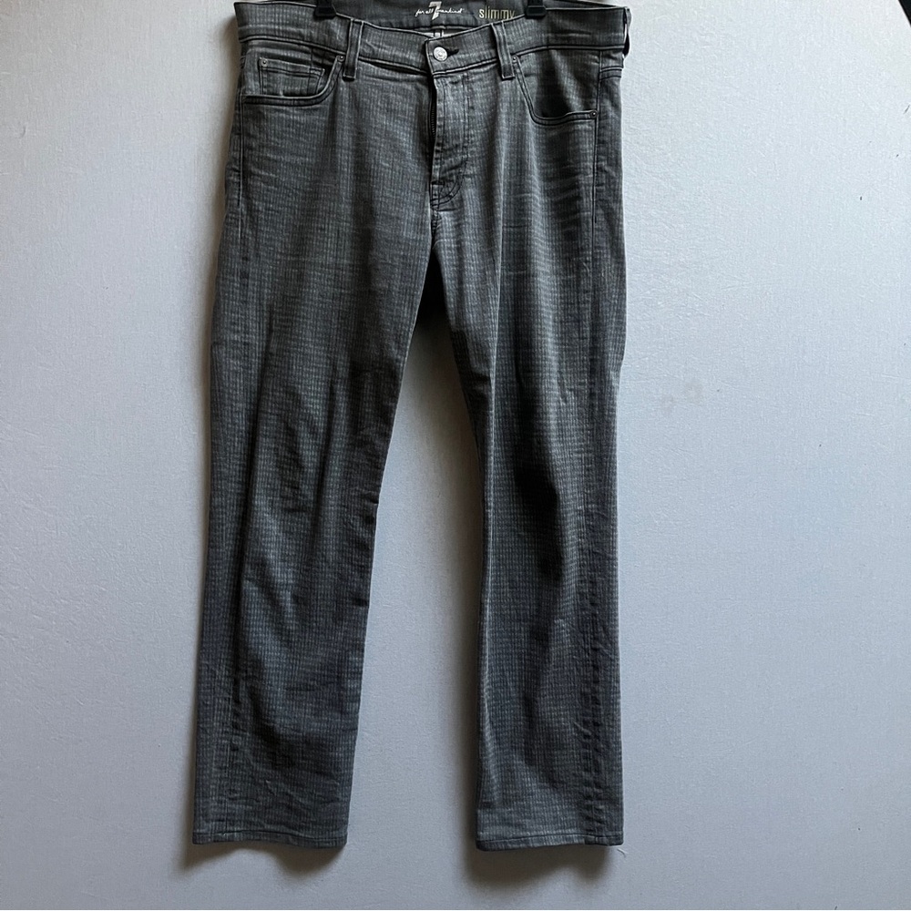 7 For All Mankind "Slimmy" Grey Micro-Check Pants - Size 36